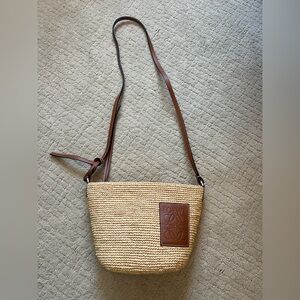 Loewe Pochette Basket Bag raffia, jacquard and calfskin